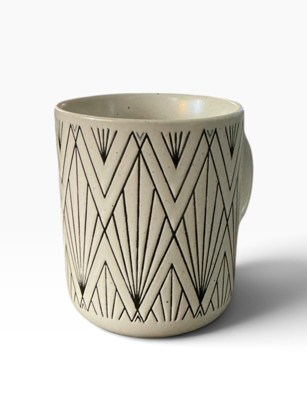 Geometric Black White Mug Art Deco Boho Mid Century Modern Ceramic Coffee Cup